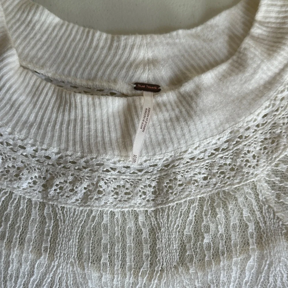 Free People White Lace Detail Top